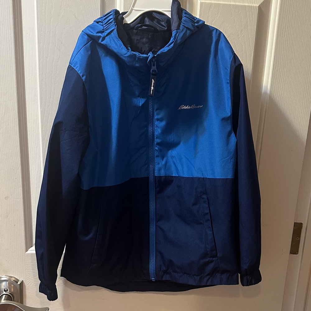 Eddie Bauer Boys Two-Tone Blue Windbreaker Small 7/8